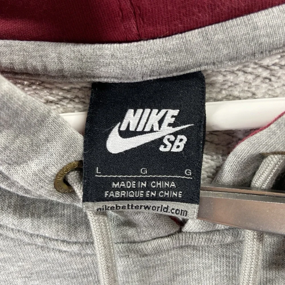 Nike SB Hoodie Mens Large Pullover Sweatshirt Skateboarding Logo Spellout Gray